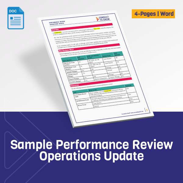 Sample Performance Review Operations Update