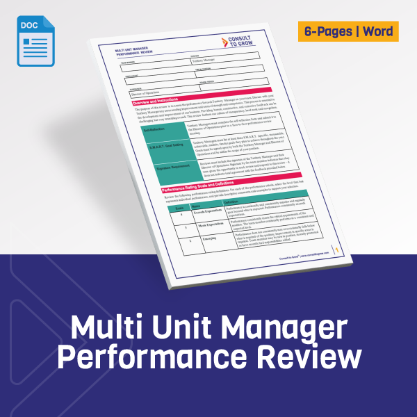 Multi Unit Manager Performance Review File for Manager Evaluation