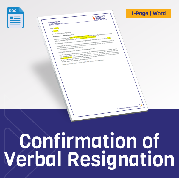 Confirmation of Verbal Resignation