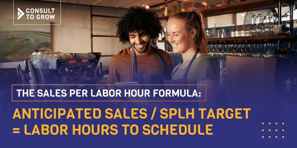 The Sales Per Labor Hour Formula: Anticipated Sales/SPLH Target = Labor Hours to Schedule