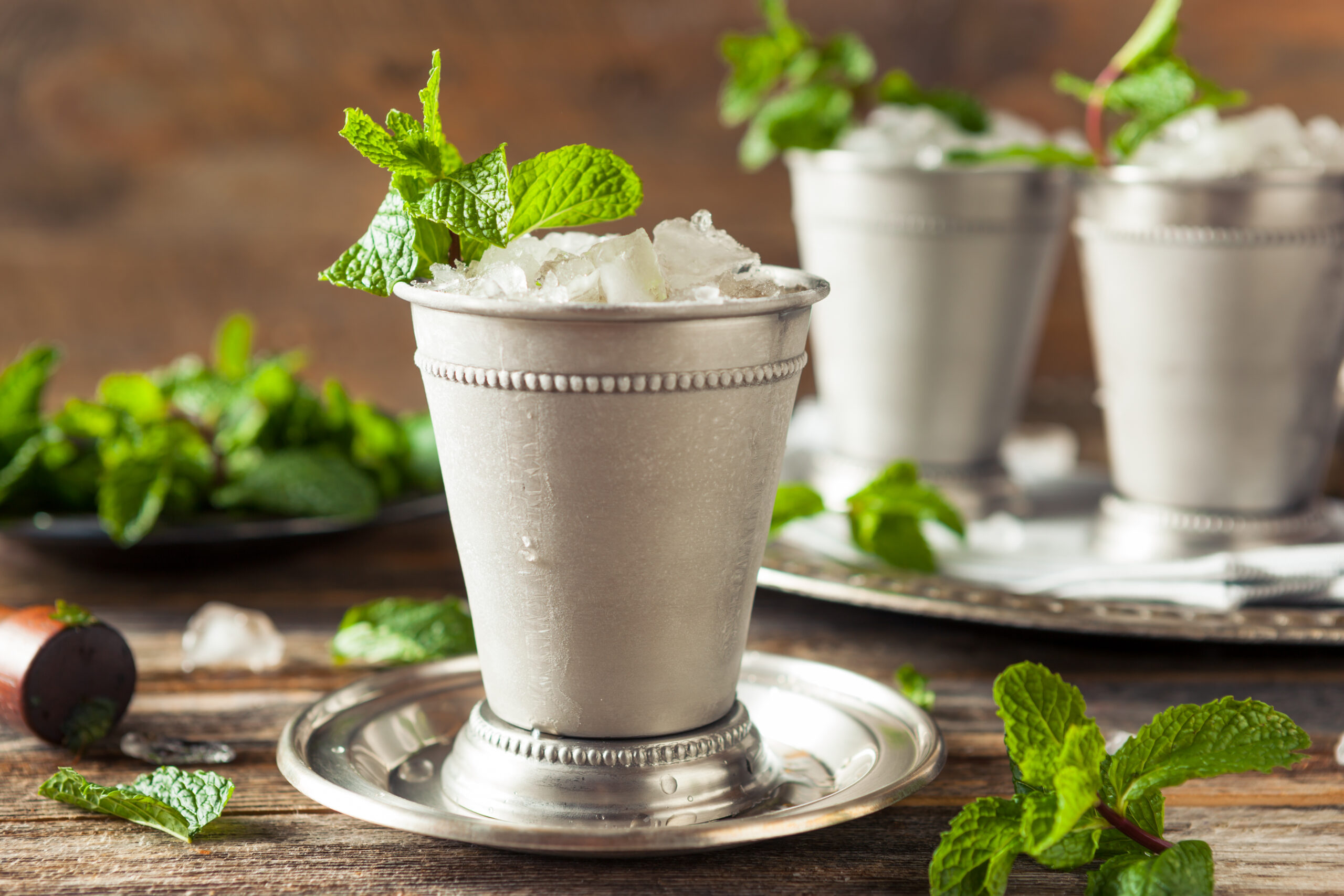 Mint Juleps in frosted silver cups