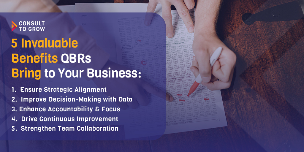 5 Invaluable Benefits QBRs Bring to Your Business Ensure Strategic Alignment Improve Decision-Making with Data Enhance Accountability & Focus Drive Continuous Improvement Strengthen Team Collaboration